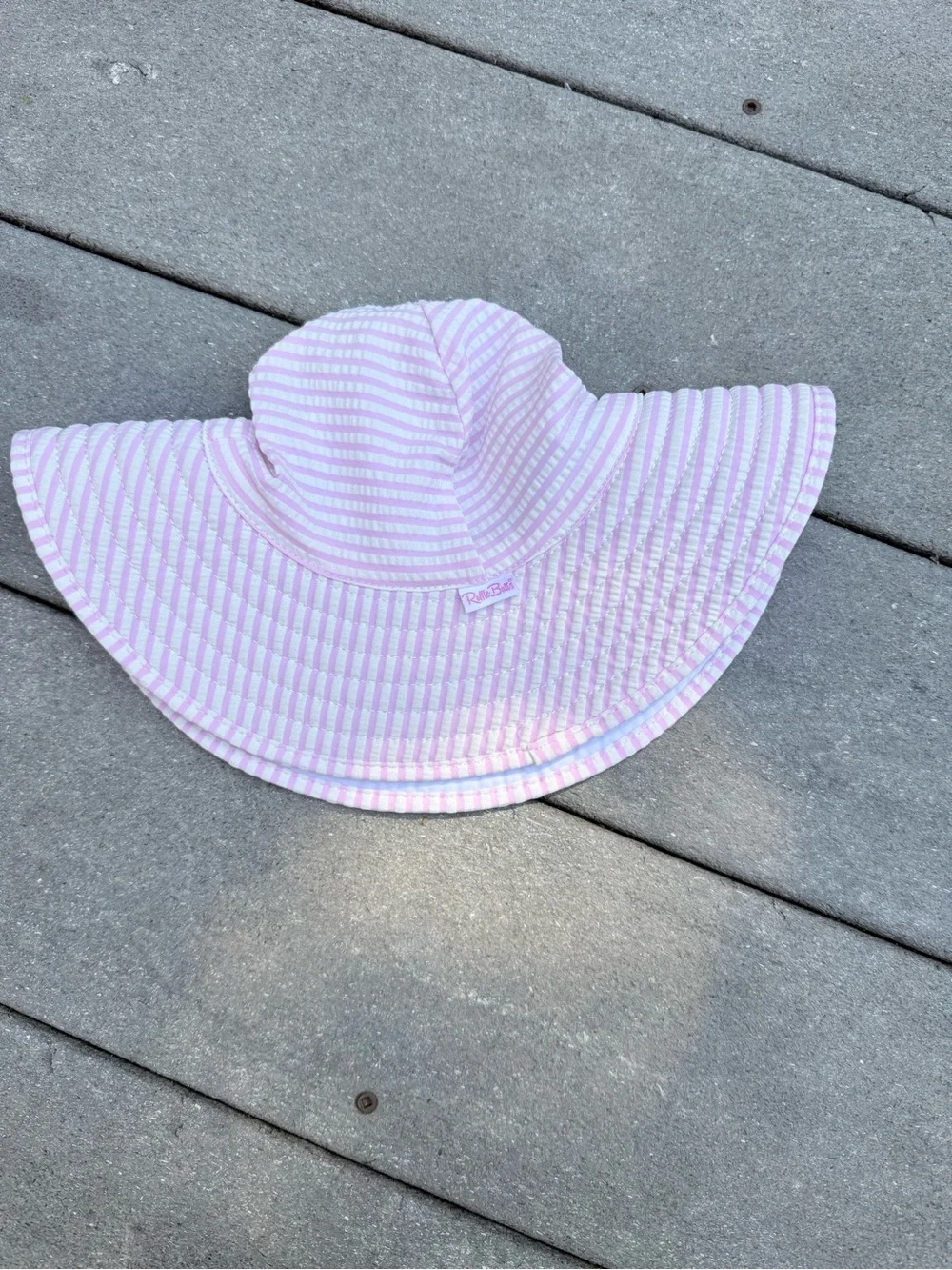 Ruffle Butts pink White Striped Wide Brim floppy Sun Hat